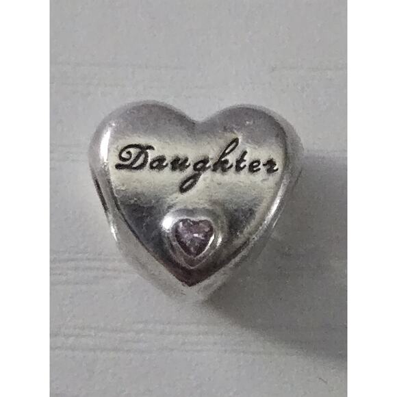 Pandora ALE Daughter's Love Heart Charm Sterling Silver 925 Pink Stone - Picture 1 of 4